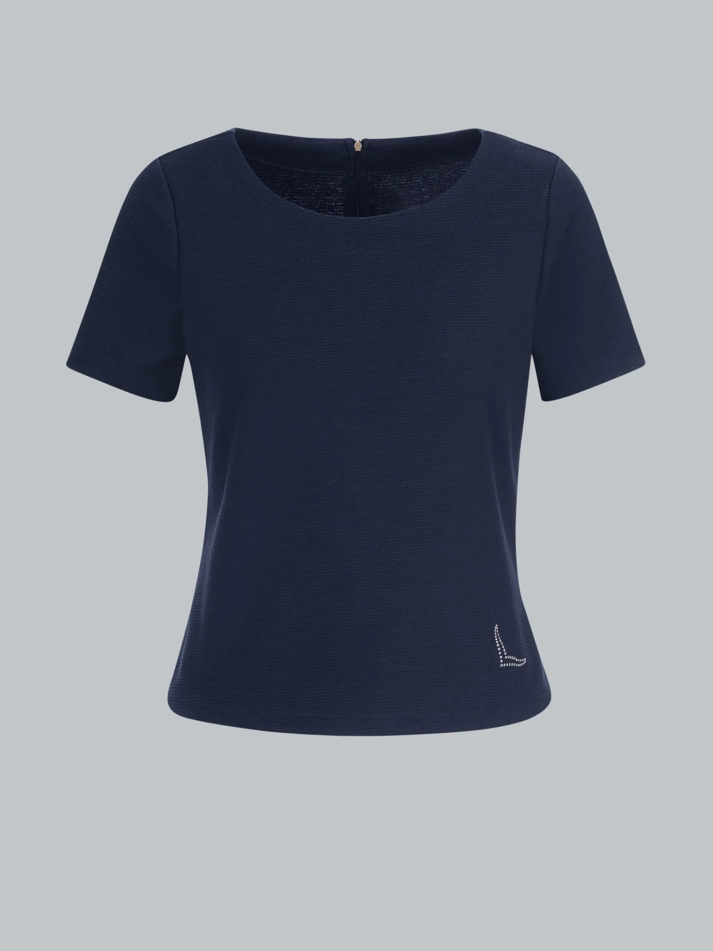 Shirt mit kurzen Ärmeln mit Kristallsteinen Navy
