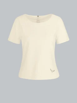Shirt mit kurzen Ärmeln mit Kristallsteinen Natur