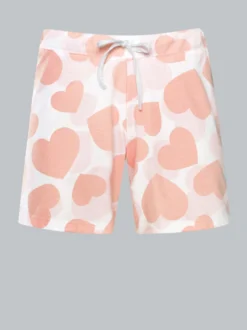 Shorts mit Allover Herzchen-Print Weiss
