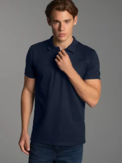Slim Fit Poloshirt aus DELUXE-Piqué Navy