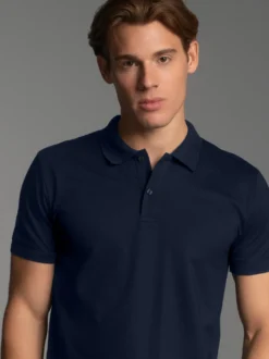 Slim Fit Poloshirt aus DELUXE-Piqué Navy