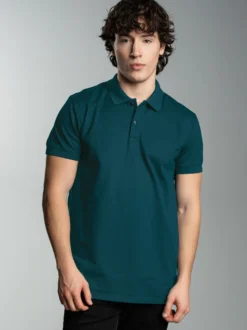 Slim Fit Poloshirt aus DELUXE-Piqué Saphir