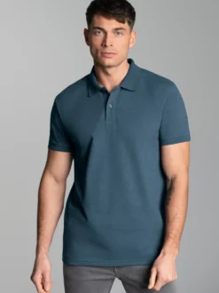 Slim Fit Poloshirt aus DELUXE-Piqué Jeans-melange