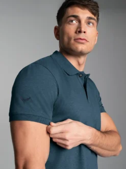 Slim Fit Poloshirt aus DELUXE-Piqué Jeans-melange