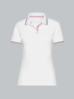 Slim Fit Poloshirt mit kontrastfarbigen Akzenten Weiss