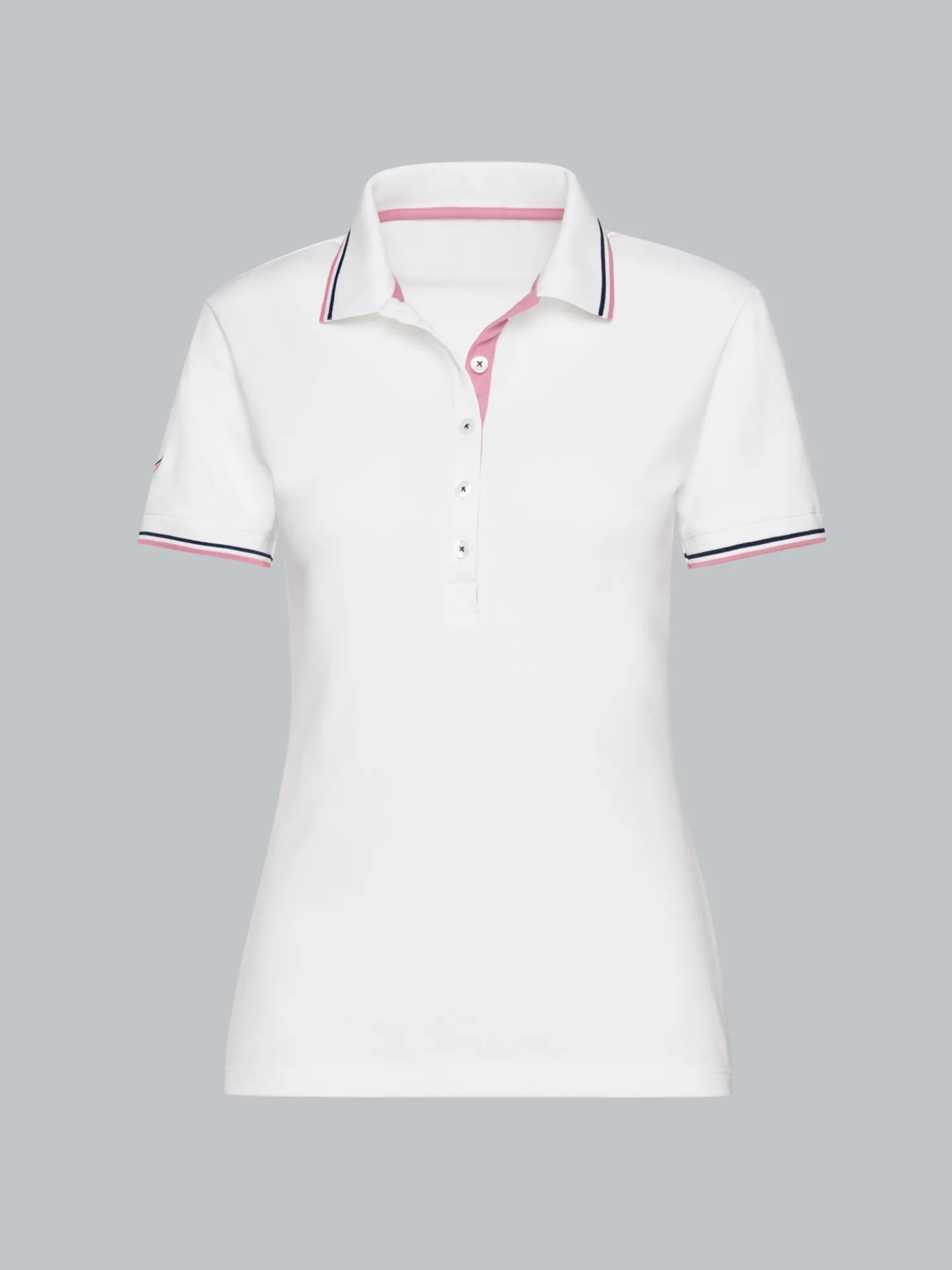 Slim Fit Poloshirt mit kontrastfarbigen Akzenten Weiss