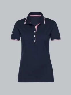 Slim Fit Poloshirt mit kontrastfarbigen Akzenten Navy