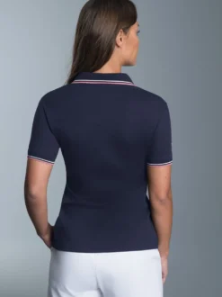 Slim Fit Poloshirt mit kontrastfarbigen Akzenten Navy