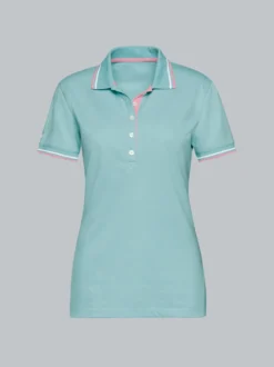Slim Fit Poloshirt mit kontrastfarbigen Akzenten Gletscher
