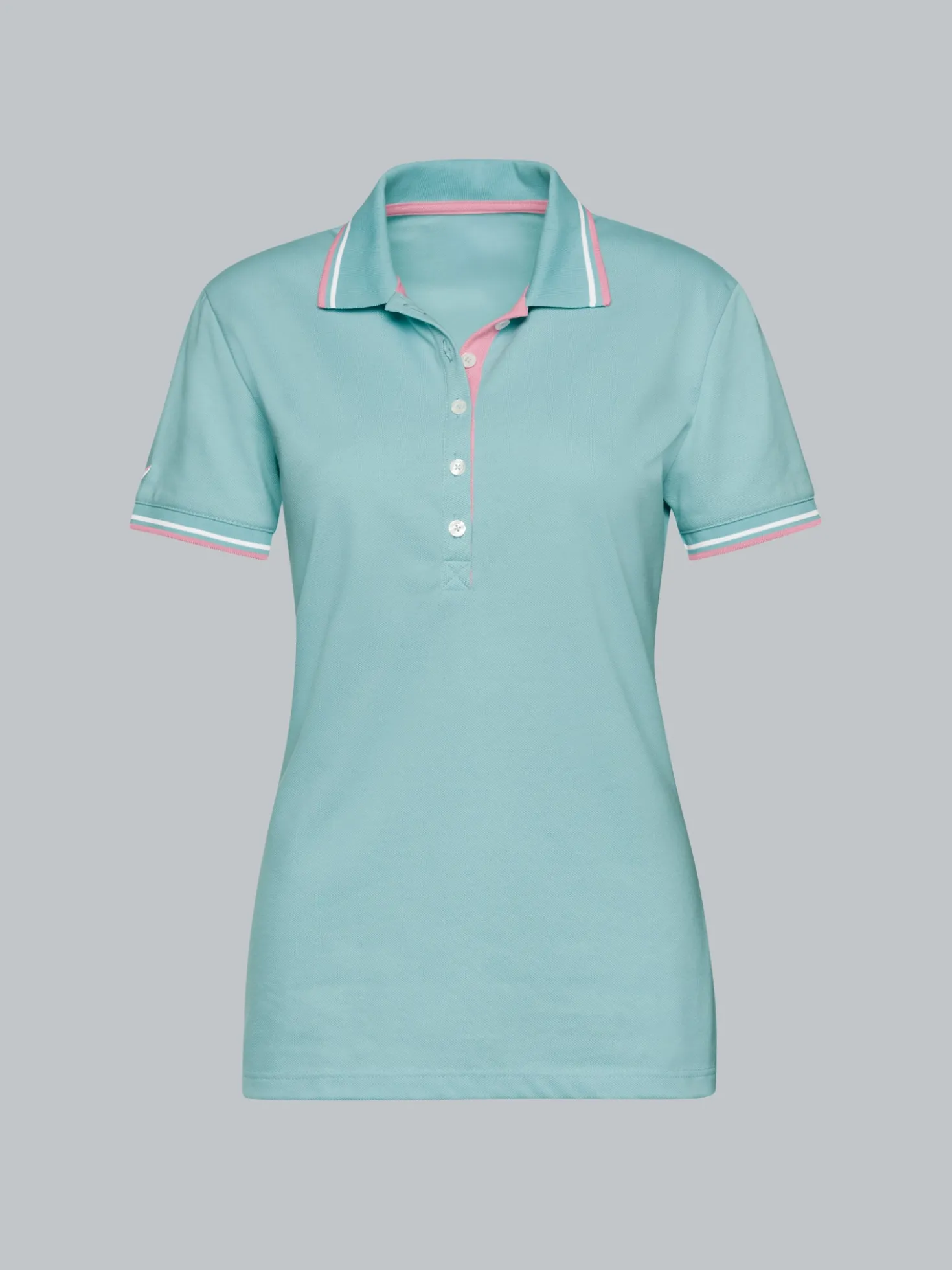 Slim Fit Poloshirt mit kontrastfarbigen Akzenten Gletscher