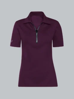Slim Fit Poloshirt mit Kristallsteinen Aubergine