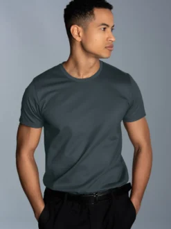Slim Fit T-Shirt aus DELUXE Baumwolle Anthrazit