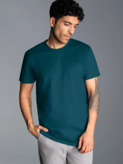 Slim Fit T-Shirt aus DELUXE Baumwolle Petrol