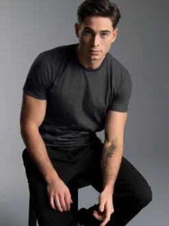 Slim Fit T-Shirt aus DELUXE Baumwolle Anthrazit-melange