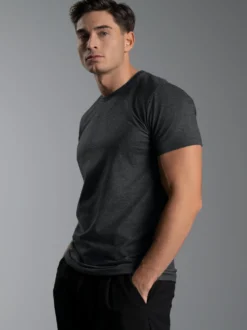 Slim Fit T-Shirt aus DELUXE Baumwolle Anthrazit-melange