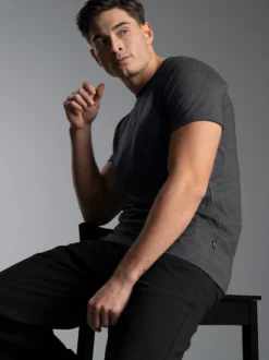 Slim Fit T-Shirt aus DELUXE Baumwolle Anthrazit-melange