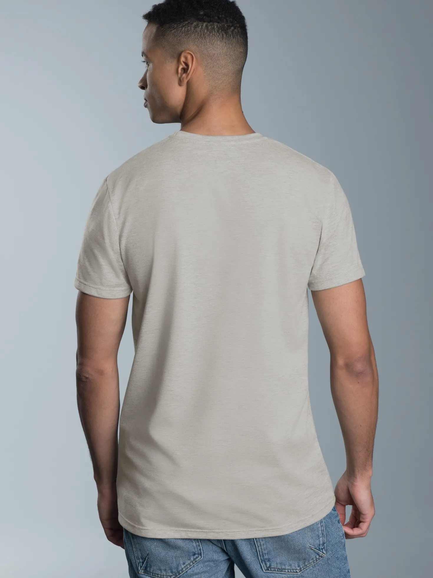 Slim Fit T-Shirt aus DELUXE Baumwolle Grau-melange