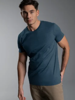 Slim Fit T-Shirt aus DELUXE Baumwolle Jeans-melange
