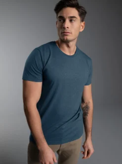 Slim Fit T-Shirt aus DELUXE Baumwolle Jeans-melange
