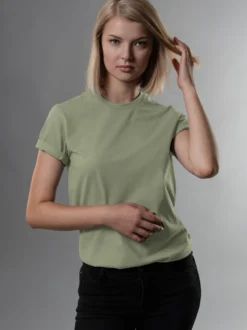 Slim Fit T-Shirt aus DELUXE Baumwolle Salbei