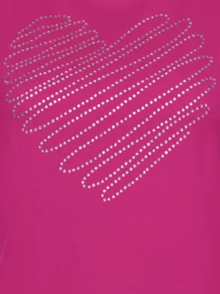 Slim Fit T-Shirt mit glitzerndem Herz-Printmotiv Hibiskus