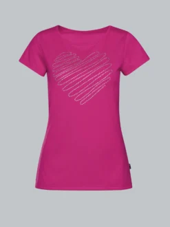 Slim Fit T-Shirt mit glitzerndem Herz-Printmotiv Hibiskus