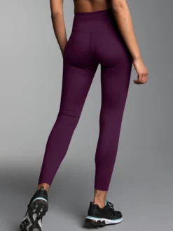 Sportleggings mit hohem Bund Aubergine