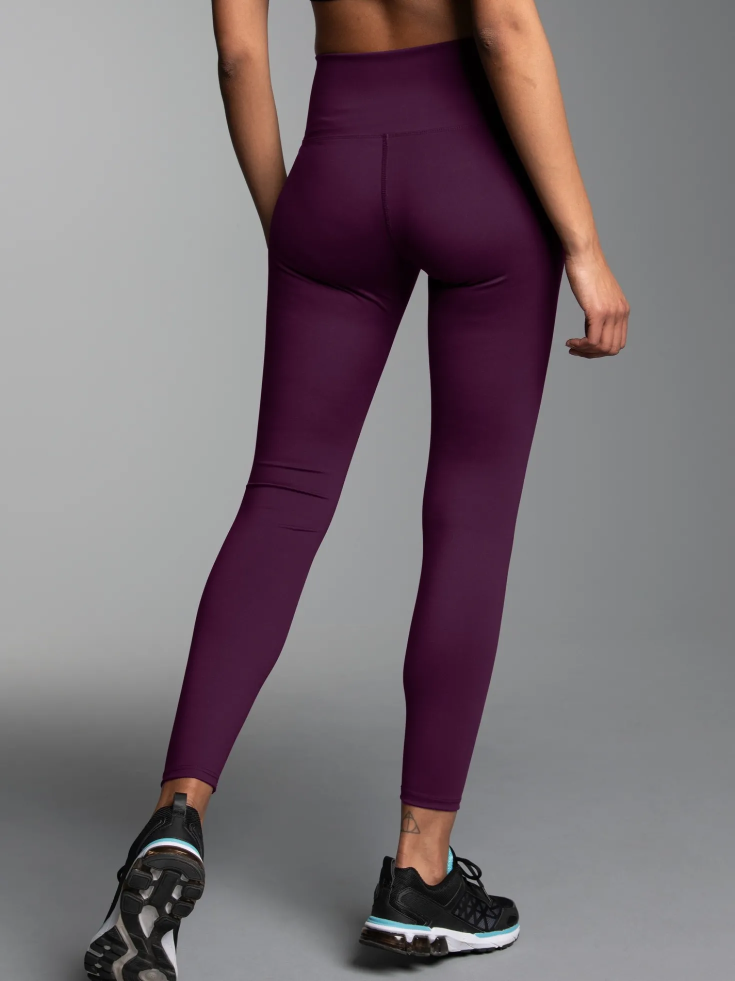 Sportleggings mit hohem Bund Aubergine