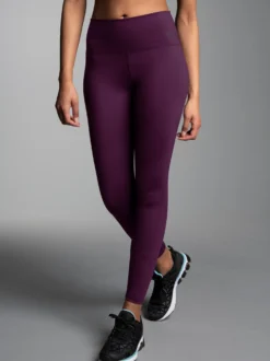 Sportleggings mit hohem Bund Aubergine