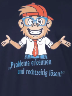 Spruch Shirt mit lustigem Affen-Print Navy
