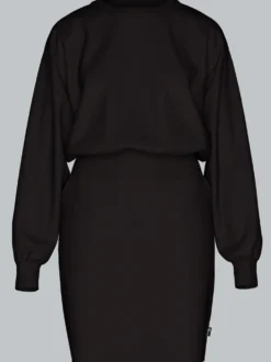 Sweatkleid mit modischem Elastikbund Schwarz