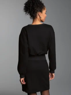 Sweatkleid mit modischem Elastikbund Schwarz