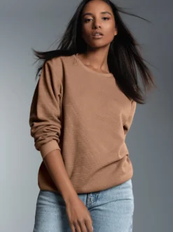 Sweatshirt in Waffeloptik Haselnuss