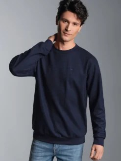 Sweatshirt in Waffeloptik Navy