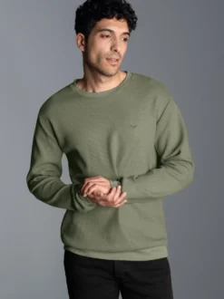 Sweatshirt in Waffeloptik Salbei