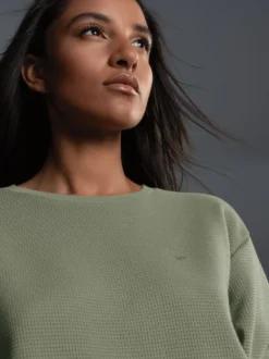 Sweatshirt in Waffeloptik Salbei