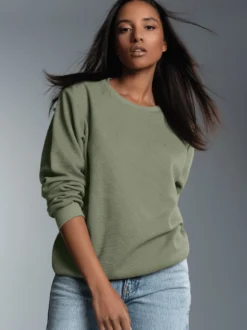 Sweatshirt in Waffeloptik Salbei