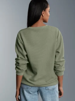 Sweatshirt in Waffeloptik Salbei