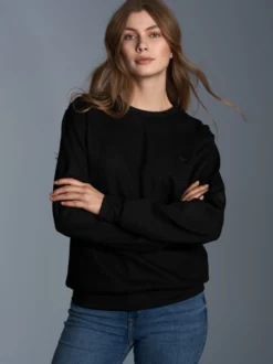 Sweatshirt in Waffeloptik Schwarz
