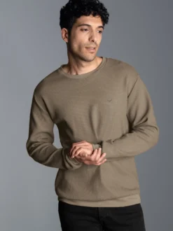 Sweatshirt in Waffeloptik Taupe