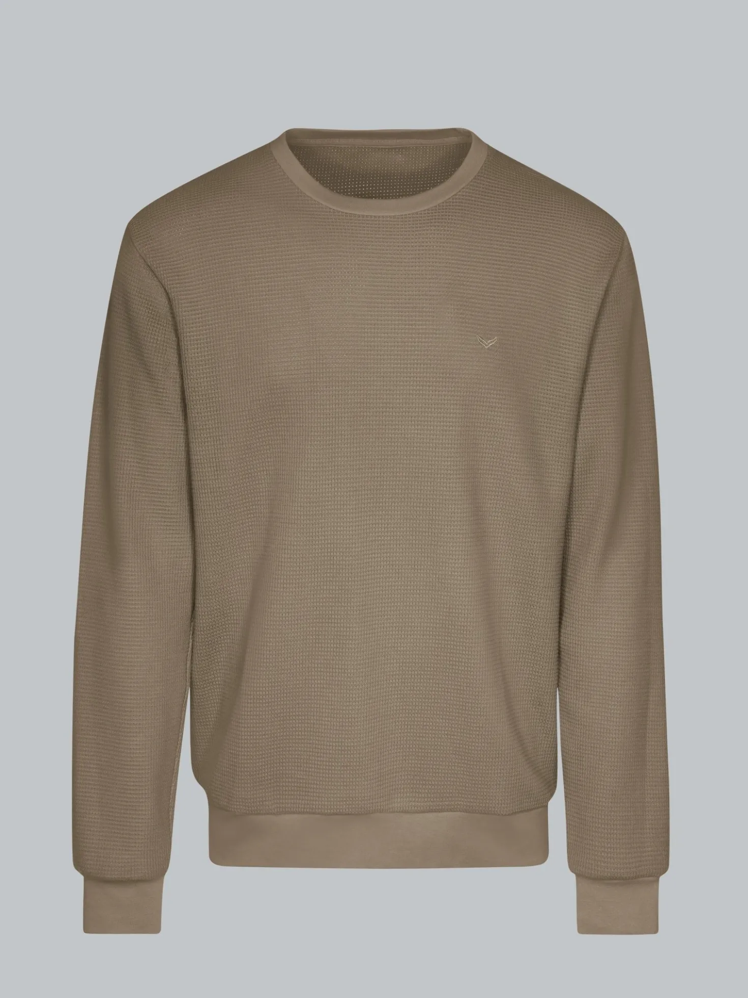 Sweatshirt in Waffeloptik Taupe
