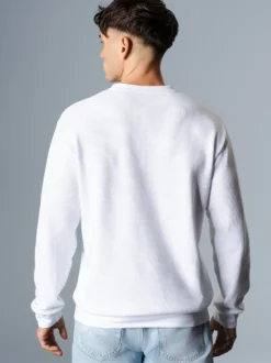 Sweatshirt in Waffeloptik Weiss