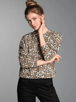 Sweatshirt mit Allover-Leo-Print Haselnuss