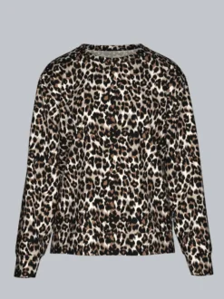 Sweatshirt mit Allover-Leo-Print Haselnuss