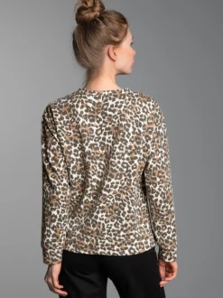 Sweatshirt mit Allover-Leo-Print Haselnuss