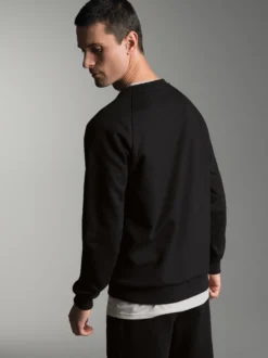 Sweatshirt mit angerauter Innenseite Schwarz