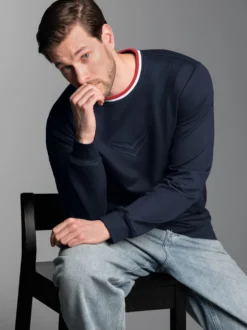 Sweatshirt mit 3D-Logo-Prägung Navy