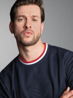 Sweatshirt mit 3D-Logo-Prägung Navy