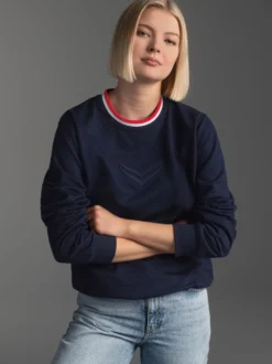 Sweatshirt mit 3D-Logo-Prägung Navy