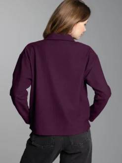 Sweatshirt mit Kragen und V-Ausschnitt Aubergine